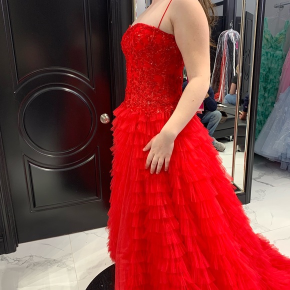 open lace back dress Primavera Couture 14099 Short Plus Size Homecoming Dress Beaded Sequin Formal Cocktail Gown 22 / Black/Fuchsia main image 1